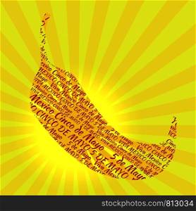 Cinco de Mayo. Concept of the event. Silhouette of jalapeno pepper with text inside on a yellow background. Pop Art Style.. Cinco de Mayo. Jalapeno pepper with text inside