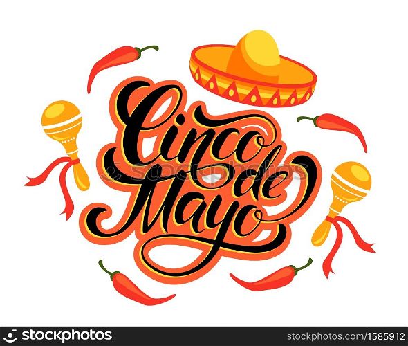Cinco de Mayo lettering design. Vector illustration. Cinco de Mayo lettering design.