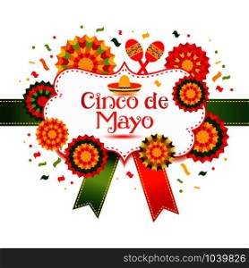 Cinco de Mayo - May 5, federal holiday in Mexico. Fiesta banner and poster design with decorations. Pinata star shape. 5 mayo image on isolated background