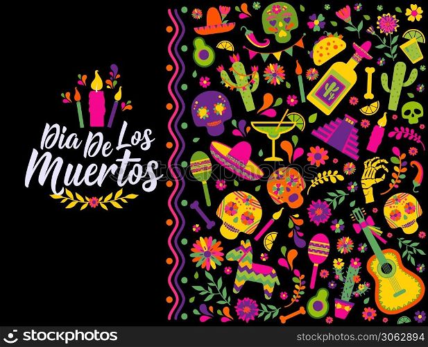 Cinco de Mayo-May 5th- typography banner vector.. Dias de los Muertos typography banner vector. In English Translate - Feast of death. Mexico design for fiesta cards or party invitation, poster.