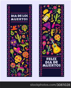 Cinco de Mayo-May 5th- typography banner vector.. Dias de los Muertos typography banners vector. Mexico design for fiesta cards or party invitation, poster. Flowers traditional mexican frame with floral letters on dark background. Feast of death.