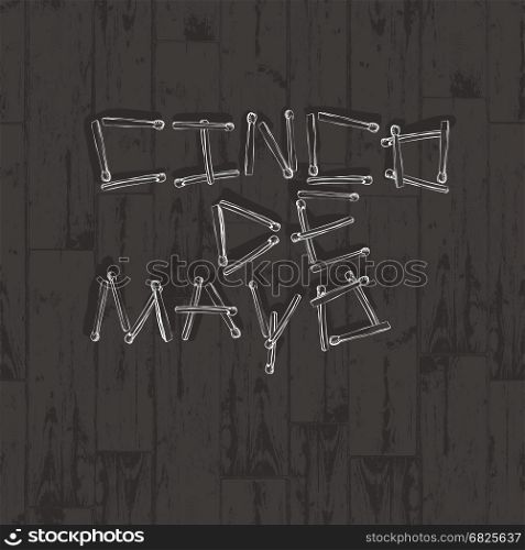 Cinco de Mayo vector illustration. Matchsticks alphabet on wooden background. 5 of May holiday background.
