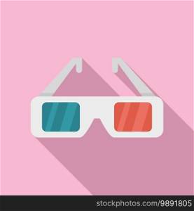 Cinema 3d glasses icon. Flat illustration of cinema 3d glasses vector icon for web design. Cinema 3d glasses icon, flat style