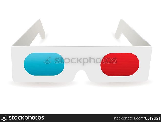 cinema 3d glasses with red and blue lens shadow effect. 3d glasses