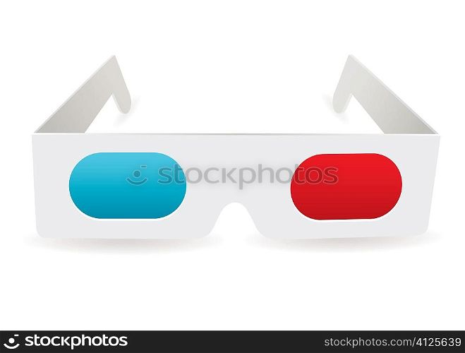 cinema 3d glasses with red and blue lens shadow effect