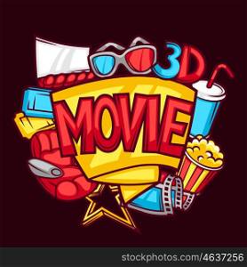 Cinema and 3d movie advertising background in cartoon style. Cinema and 3d movie advertising background in cartoon style.