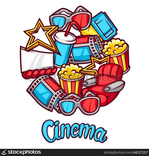 Cinema and 3d movie advertising background in cartoon style. Cinema and 3d movie advertising background in cartoon style.