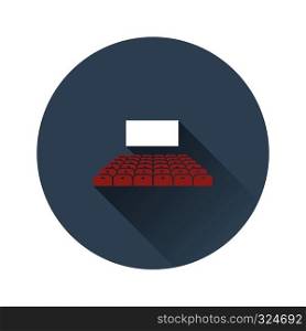 Cinema auditorium icon on gray background, round shadow. Vector illustration.