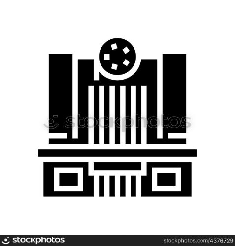 cinema building glyph icon vector. cinema building sign. isolated contour symbol black illustration. cinema building glyph icon vector illustration