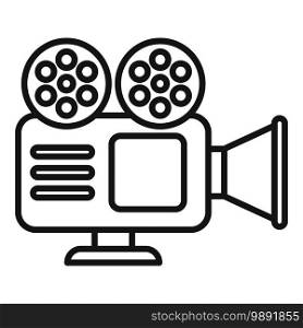 Cinema camera icon. Outline cinema camera vector icon for web design isolated on white background. Cinema camera icon, outline style