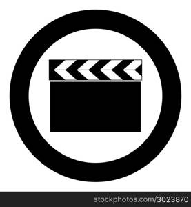 Cinema clapper icon black color in circle or round vector illustration