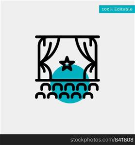 Cinema, Debut, Film, Performance, Premiere turquoise highlight circle point Vector icon