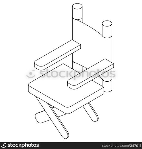 Cinema director chair icon in isometric 3d style on a white background. Cinema director chair icon, isometric 3d style