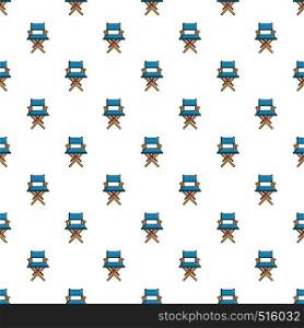 Cinema director chair pattern seamless repeat in cartoon style vector illustration. Cinema director chair pattern
