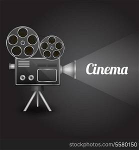 Cinema entertainment concept poster layout template with retro camera projector vector illustration
