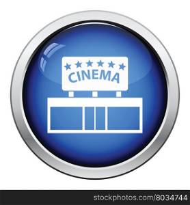 Cinema entrance icon. Glossy button design. Vector illustration.
