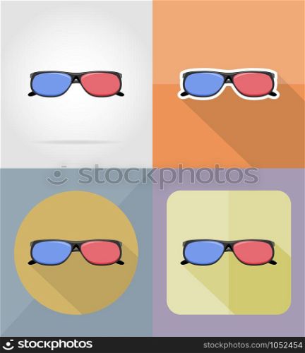 cinema glasses flat icons vector illustration isolated on background
