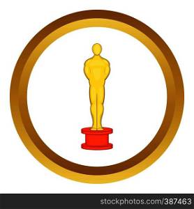 Cinema gold award vector icon in golden circle, cartoon style isolated on white background. Cinema gold award vector icon