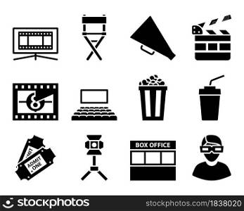 Cinema Icon Set. Fully editable vector illustration. Text expanded.
