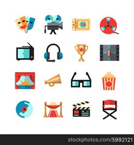 Cinema Isolated Icon Set. Cinema icon set with items film festival directors attributes tv camcorder and 3d glasses isolated vector illustration