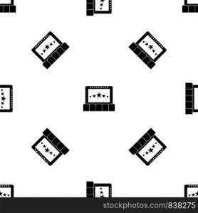 Cinema pattern repeat seamless in black color for any design. Vector geometric illustration. Cinema pattern seamless black