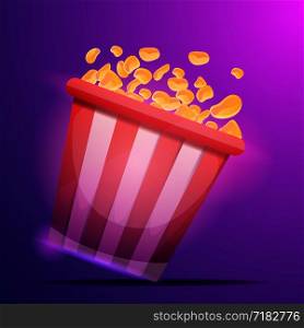Cinema popcorn bag concept background. Cartoon illustration of cinema popcorn bag vector concept background for web design. Cinema popcorn bag concept background, cartoon style