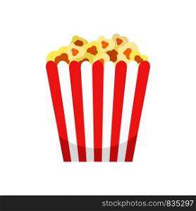 Cinema popcorn box icon. Flat illustration of cinema popcorn box vector icon for web isolated on white. Cinema popcorn box icon, flat style