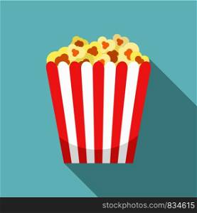 Cinema popcorn box icon. Flat illustration of cinema popcorn box vector icon for web design. Cinema popcorn box icon, flat style