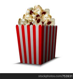 Cinema popcorn box mockup. Realistic illustration of cinema popcorn box vector mockup for web design isolated on white background. Cinema popcorn box mockup, realistic style
