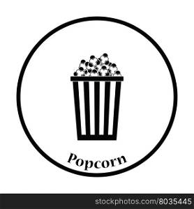 Cinema popcorn icon. Thin circle design. Vector illustration.