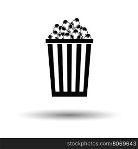 Cinema popcorn icon. White background with shadow design. Vector illustration.