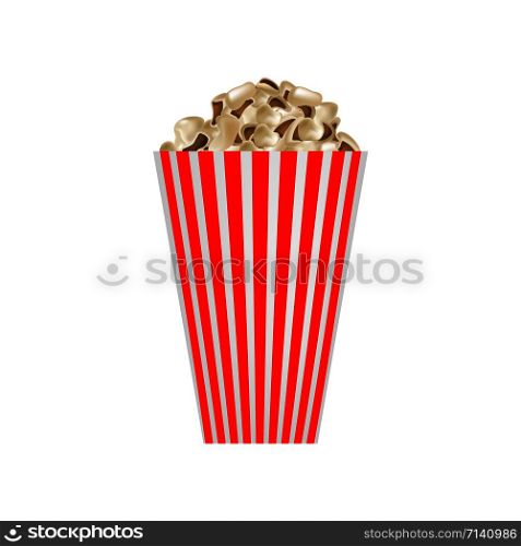 Cinema popcorn mockup. Realistic illustration of cinema popcorn vector mockup for web design isolated on white background. Cinema popcorn mockup, realistic style