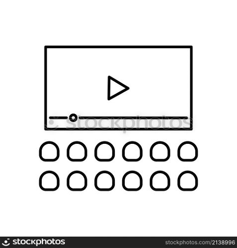 Cinema room icon. House hall. Tv display. Screen element. Play button. Simple design. Vector illustration. Stock image. EPS 10.. Cinema room icon. House hall. Tv display. Screen element. Play button. Simple design. Vector illustration. Stock image.