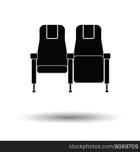 Cinema seats icon. White background with shadow design. Vector illustration.
