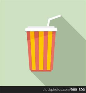 Cinema soda drink cup icon. Flat illustration of cinema soda drink cup vector icon for web design. Cinema soda drink cup icon, flat style