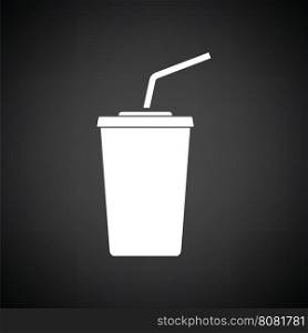 Cinema soda drink icon. Black background with white. Vector illustration.