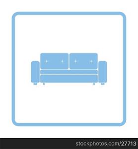 Cinema sofa icon. Blue frame design. Vector illustration.