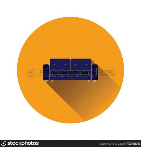 Cinema sofa icon on gray background, round shadow. Vector illustration.