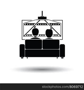 Cinema sofa icon. White background with shadow design. Vector illustration.