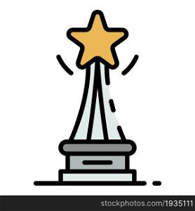 Cinema star cup icon. Outline cinema star cup vector icon color flat isolated. Cinema star cup icon color outline vector