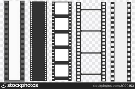 Cinema strip templates. Negative and strip, media filmstrip. Film roll vector, film 35mm, slide film set frame. Cinema strip templates. Negative and strip, media filmstrip. Film roll vector, film 35mm, slide film frame