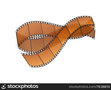 Cinema strip vector, isolated icon with recorded film on tape, cinematography retro photo roll with frames. Filmmaking industry movies entertainment. Stripe with Shots, Filming Strip Isolated Cinema