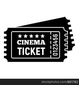 Cinema ticket icon. Simple illustration of cinema ticket vector icon for web design isolated on white background. Cinema ticket icon, simple style