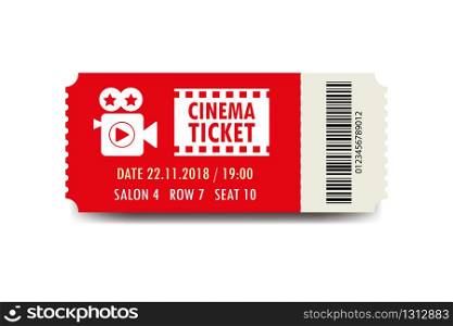 Cinema ticket template,flat vector illustration. Cinema ticket template