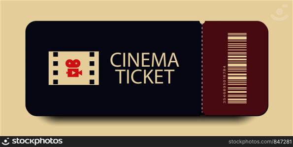 Cinema ticket vector icon with shadow on light background.. Cinema ticket vector icon with shadow on light background