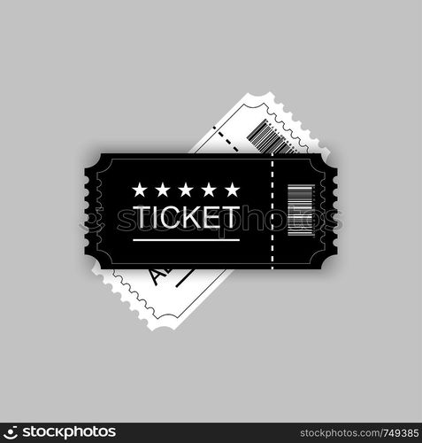 Cinema ticket. Vector illustration. Gray background