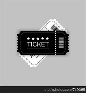Cinema ticket. Vector illustration. Gray background