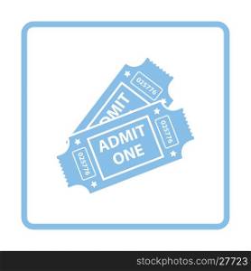 Cinema tickets icon. Blue frame design. Vector illustration.