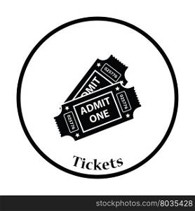Cinema tickets icon. Thin circle design. Vector illustration.