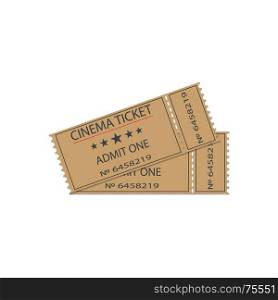 Cinema tickets with shadow. Two cinema tickets with shadow on white background